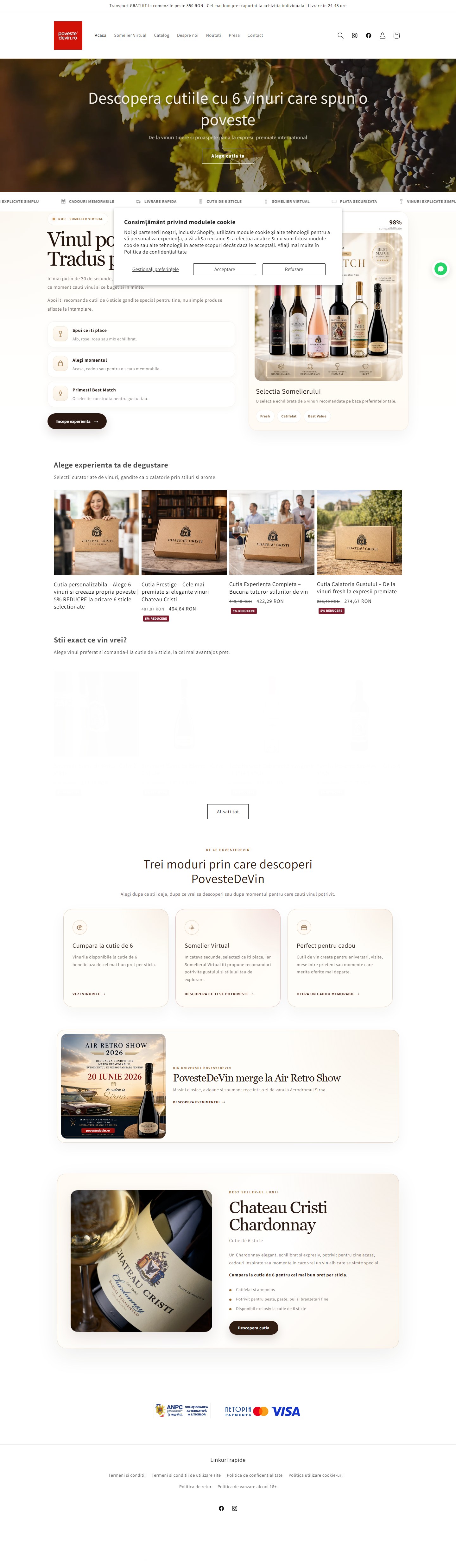 Preview complet al website-ului PovesteDeVin